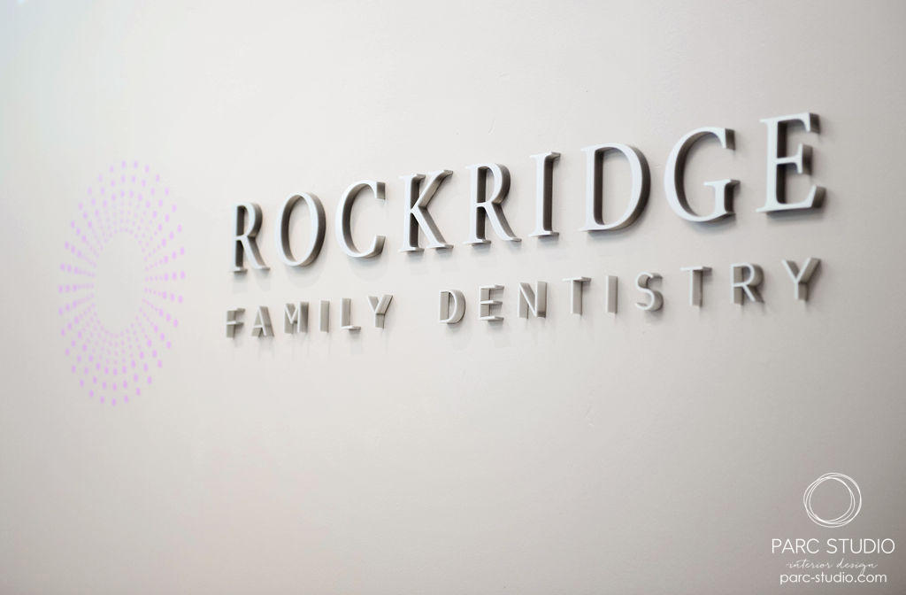 Rockridge Family Dentistry logo on wall